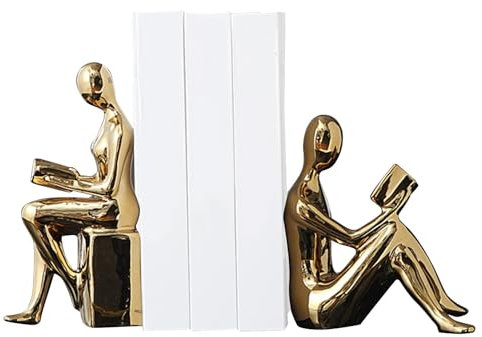Dekorative Buchstützen, abstrakte Figur, strapazierfähig, 2 x abstrakte Figuren-Design, dekorative Buchstützen für Regale, strapazierfähig, rutschfeste Keramik, moderne Buchstützen für Kochliebhaber
