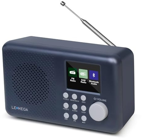 LAMEGA DR3P Radio Digital Portátil Dab/Dab+ y FM, Altavoz Bluetooth, Auriculares, Radio Portátil Pequeña, Alarmas y Reloj, Pantalla a Color - Gris Oscuro