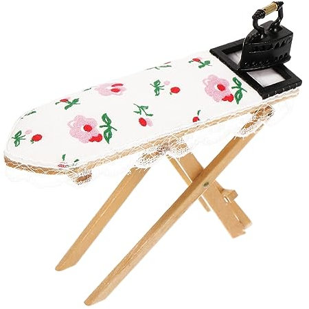 Alasum Table à Repasser Miniature pour Maison De Poupée Jouet Décoratif avec Fer à Repasser Accessoires De -Meubles