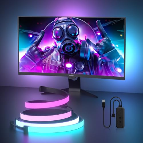 MIWATT La luz de fondo de LED RGBIC de 24 pulgadas, admite un monitor de 22-24 pulgadas, con aplicaciones y control remoto, puede sincronizar la música para juegos y entretenimiento en el hogar