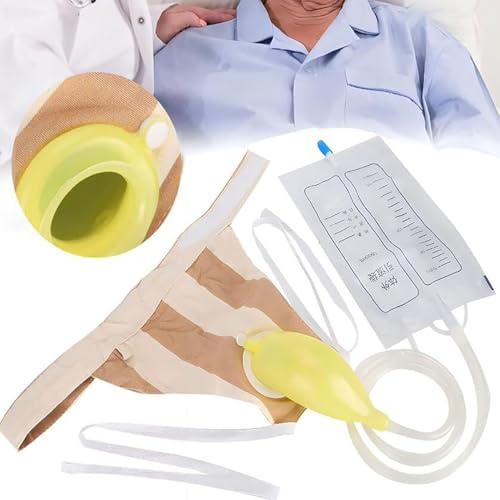 SXTYFBB Bolsas de orina para Hombres, urinario Ajustable y portátil, Sistema de recolección de orina Masculina de 1000 ml, Dispositivos para la incontinencia en casa y Camping, Reutilizables.