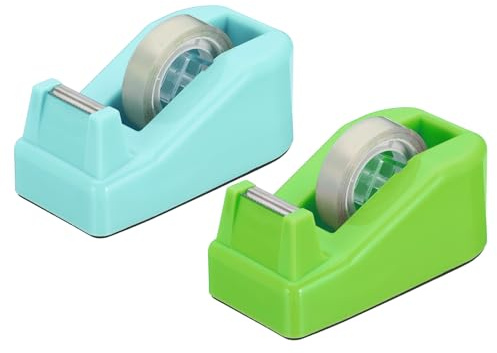 PATIKIL 2 Pezzi Dispensatore Di Nastro Da Scrivania, Piccolo Dispensatore Di Nastro Carino Portanastro Da Tavolo Per Ufficio, Verde Ciano