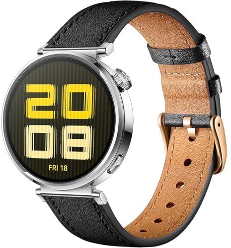 Issinlky läderarmband kompatibelt med Huawei Watch GT6 41mm/GT5 Pro 42mm/GT5 41mm/GT4 41mm/Huawei Watch 5 42mm, 18mm Business ersättningsarmband för Garmin Venu 2S/Venu 3S/Vivomove 3S/Vivoactive 4S