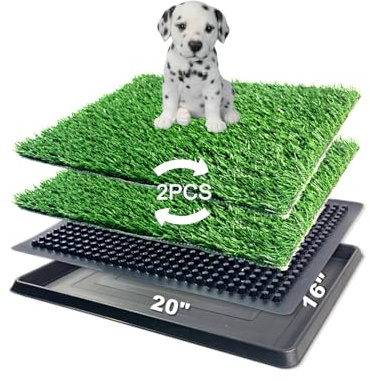 Hundegras-Pad mit Tablett, 40,6 x 50,8 cm – Haustier-Töpfchen für Hunde, künstliches Gras, Urin-Pad, Hunde-Klo, Outdoor-Rasen-Töpfchensystem für Welpentraining