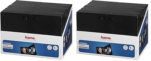 Hama DVD-Hüllen (auch passend für CDs und Blu-Rays, mit Folie zum Einstecken des Covers) 30er-Pack, schwarz (Packung mit 2)
