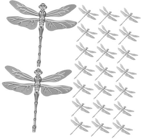Mipcase 20pcs Metal Dragonfly Sculptures Vintage Iron Dragonfly Statue Home and Garden Decor Retro Desktop Metal Artworks Decorative Metalcrafts for Indoor Outdoor Ornament
