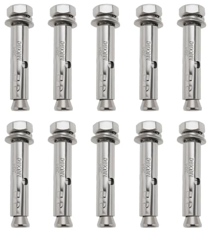 Briny River 10 pernos de expansión M8x60 de cabeza hexagonal externa para barandillas puertas de seguridad toldos y sistemas de aire 9,5x12,7mm