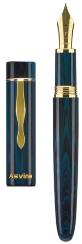 Asvine C2000 Tyskland Cumberland Ebonite reservoarpenna #8 stub spets 1,1 mm kalligrafi konst ritning unikt mönster penna med omvandlare pennlåda samlingsset – blå