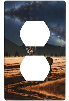 Phayah Elk in The Meadow - Placa de pared dúplex con patrón de enchufe doble, tamaño estándar, policarbonato termoplástico