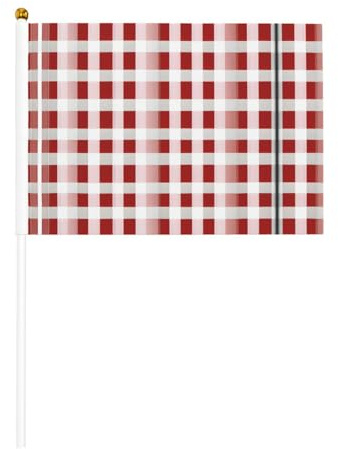 Drapeau rouge à carreaux blancs double face à manivelle 14 x 20,8 cm, utilisé pour la décoration de fête de vacances, les compétitions