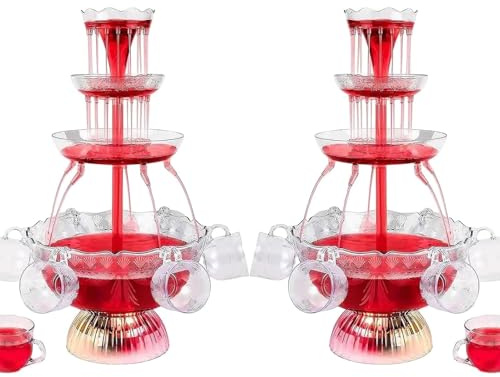 Mixtric Champagne Fountain,Stainless Steel Commercial Red Wine Fountain,Illuminated LED Base,for Red Wine,Beverages,2SET