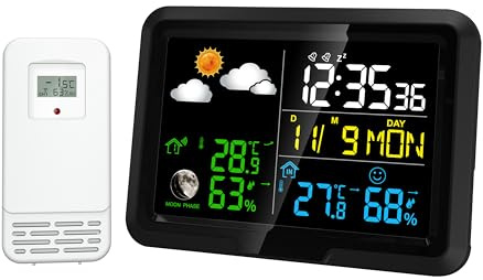 RED5 Premium All In One LED Indoor Weather Station with External Monitor Sensor