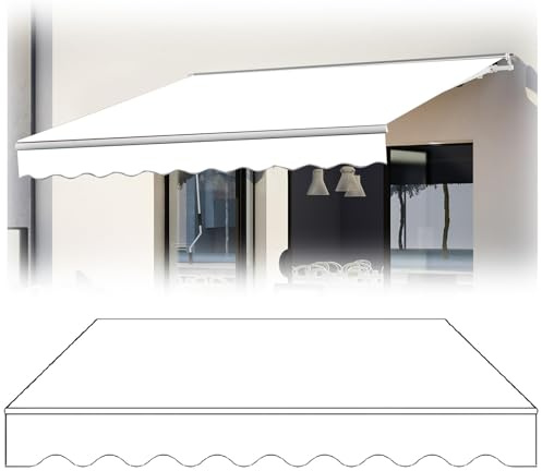 Tenda di ricambio per tenda da sole retrattile di alta qualità, in tela, resistente ai raggi UV e antivento, per esterni, con mantovana, copertura superiore (280 x 200 cm)