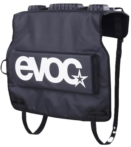 EVOC Tailgate Pad Duo Transporte de Bicicletas de montaña para camionetas, Maleta para 2 Bicicletas (Bolsa de Transporte para Bicicletas con Acolchado para el Tubo de la Horquilla), Negro