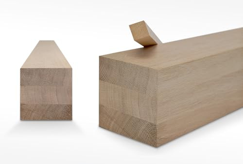 Woodsellers Legno Compensato Rovere su Misura 80 x 80 mm [Lunghezza 350–1000 mm Selezionabile] – Legno lamellare con lamelle continue – Incollato a tenuta stagna e asciugato tecnicamente
