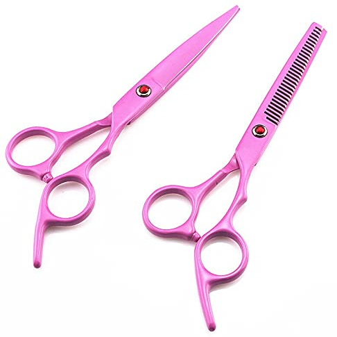 Hair Cutting Shears, 6 Inch Pink 440c Cut Hair Scissors Thinning Shears Hair Cutting Barber Tools Scisor Hairdressing Scissor Set