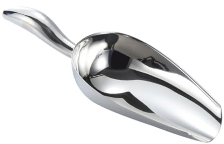 ULTECHNOVO Pelle à Glace Épaisse en Acier Inoxydable 5 Pouces avec Manche Incurvé, Cuillère Multifonction pour Glaçons, Farine et Céréales, Ustensile Cuisine Inox pour Supermarché et Bar