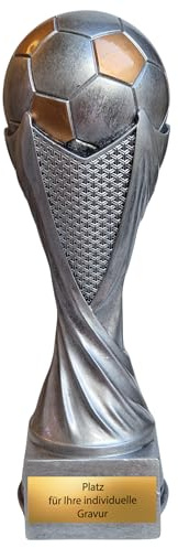 eberin – Fußball Pokal Resin 20 cm, massiver Siegerpokal 850 g, hochwertige Fußball Trophäe mit Gravur für Turnier, Verein & Wettbewerb, personalisierbar, Geschenk