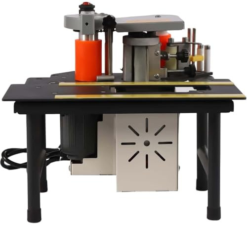 JINTVO Máquina Para Cantear Madera, Para Cantear Curvos Y Rectos, Ancho De Canteado De 7-60 Mm. Canteadora De Madera De 0,3 A 3 Mm De Espesor, Motor De Cobre Puro De 1200 W(Black)