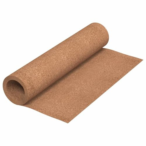 Rotolo di sughero naturale, 100 x 500 x 0,2 cm, rettangolare, con retro in gomma, marrone caldo, per decorazione murale e progetti fai da te, facile da montare