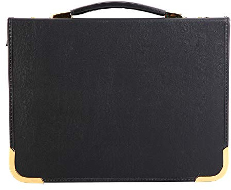 Clairefontaine BPCJ1A3BKZ Goldline Präsentationsmappe (Reißverschluß, 3 Ringen, Griff, robust, Metallecken, für 25 Hüllen, DIN A3, 29,7 x 42 cm) schwarz