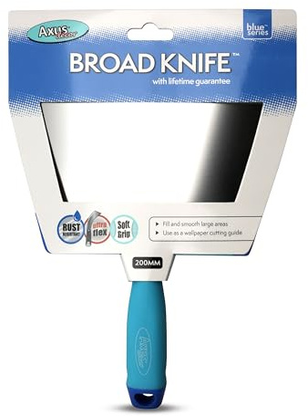 Axus Decor Stainless Steel Broad Spatula (Blue Series) Flexible Wide Filling Knife - 240mm, Filler Knife - Putty Knife for Professional & DIY Projects - Anti Rust Blade and Soft Grip Ergonomic Handle