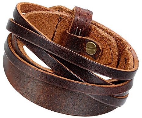 Flongo Bracelet Cuir Alliage Homme Garçon Multi-Rangs Manchette Réglable Motard Bijoux Style Classique Punk Rock Cadeau Fantaisie