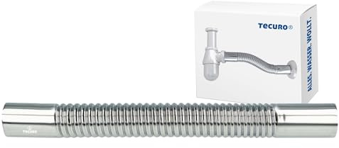 tecuro | flexibles Abgangsrohr Wandrohr Anschlussrohr | für Geruchsverschluss Siphon | Ø 32 mm | Länge 300 mm | kürzbar | Messing | Hochglanz verchromt | 57512