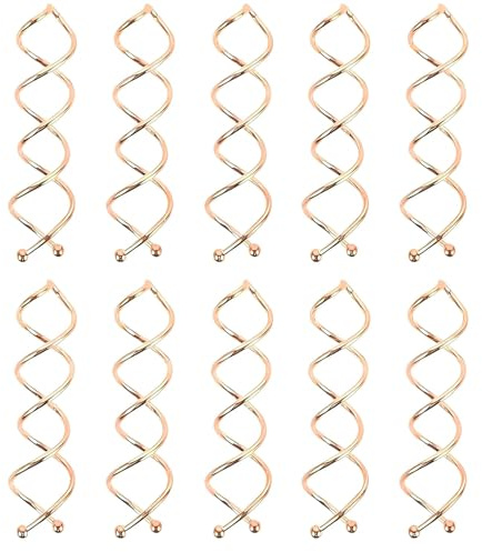 MAGIKON 10-Pack Spiral Hair Pin Clip Bun Stick Pick for DIY Hair Style/Sleek and Compact Alloy Construction, Designed to Fit for All Hair Type (Spiral Pin, Golden)