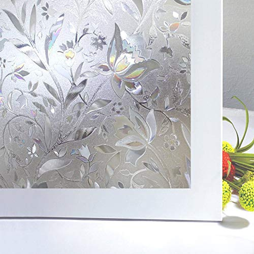 Zindoo Fensterfolie Blickdicht Sichtschutzfolie Tulpenmuster 44x200cm