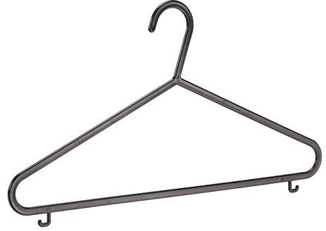 Amazon Basics Kunststoff-Kleiderbügel mit seitlichen Haken und Steg für Anzughosen, 50-er Pack, Schwarz