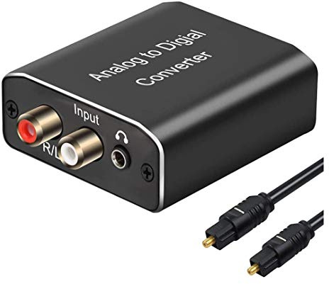 Analog to Digital Audio Converter,Hdiwousp Aluminum RCA to Optical with Optical Cable, Stereo L/R and 3.5mm Jack to Digital Toslink Coaxial Audio Adapter Compatible with PS4 Xbox HDTV DVD Headphone.