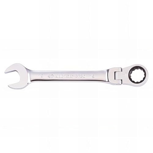 KING TONY BLI373009M Blister Llave combinada con trinquete cabeza articulada 9mm para profesionales y aficionados al bricolaje, para trabajos y montaje precisos, 9 mm