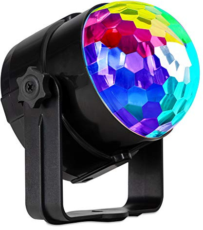 Showlite PBM-5 Mini-Party-Ball, Lichteffekt im Mini-Format, Gewicht: 135 g | Drei LEDs in den Farben rot, grün und blau mit je 1 Watt Leistung, Bewegter Effekt durch rotierende LEDs, Schutzklasse: IP20