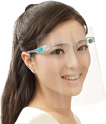 Full Face Protective Shield Visor (5 Pack), Face Shield with Glasses Transparent Face Visor Resistant to Prevent Saliva, Oil Fume, Spitting Anti-Fog Lens for Daily activities and Working (Pack of 5)