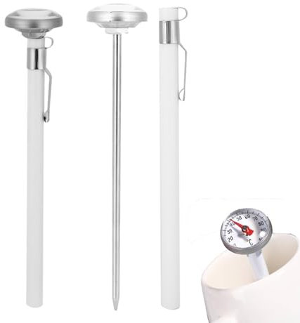 2pcs Milk Thermometer, -10~220 ℃ Instant Read Meat Food Thermometer Probe Water Thermometer with Pen-style Calibration Sleeves for Coffee Drinks, Chocolate Milk Foam, Cooking, Kitchen, BBQ Grill