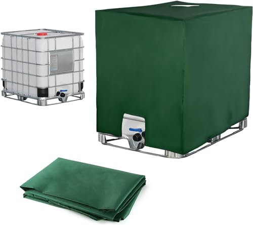 IBC Tank Abdeckung, Wassertank staubdichte Anti-UV-Schutzabdeckung, Schutzabdeckung, Schutzplane, Geeignet für 1000L IBC-Tank Container Regenwassertank (120 x 100 x 116 cm grün)