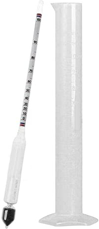 SPORTARC Medidor de alcohol para medidor de alcohol de 0 a 100 % de alcohol destilado para hidrómetro SPIRIT de 23 cm, incluye tarro de muestra de prueba de 100 ml