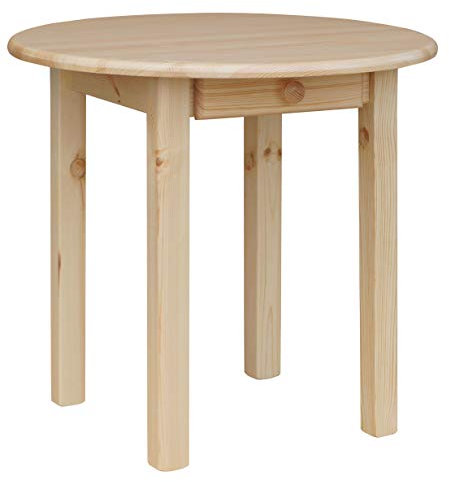 k koma Runder Kiefer Tisch mit SCHUBLADE Esstisch Küchentisch massiv Restaurant NEU Kiefer Lackiert (50 cm)