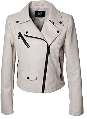 QUEEN HELENA Chiodo Giacca in Ecopelle Giubbino Corto Borchiato Giacchetta Biker Comoda Casual Leggera Donna Y3005