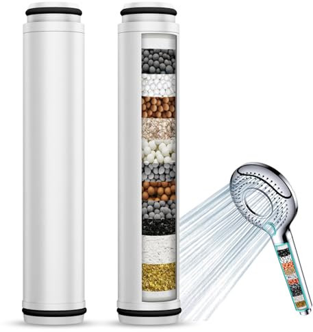 MEKO 2er Pack Filter NUR für Handbrause mit ASIN B0BJPBQFVS und B0CN6J3YC4 von MEKO, 15 Schichten Ersatzfilter für hartes Wasser Reinigen und Entfernen von Chlor und schädliche Substanzen