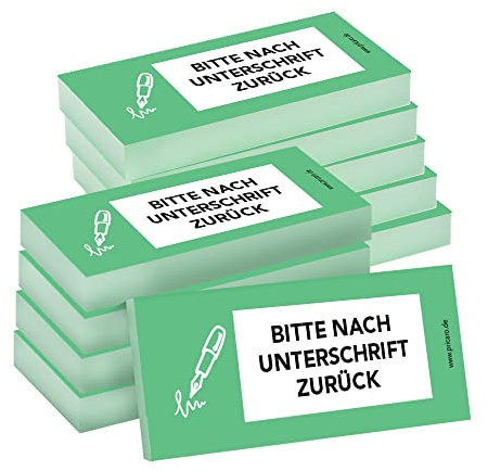 PRICARO Haftnotizen Nach Unterschrift zurück, grün, 100 Blatt, 10 Stück