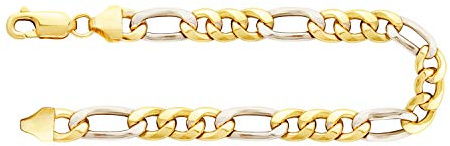 EDELIND Goldarmband Herren 333 585 Echtgold 5.7 mm - Figarokette Bicolor 18-23 cm Länge - auch 375 750 Gelbgold & Weißgold Armkette mit Schmuck Geschenkbox