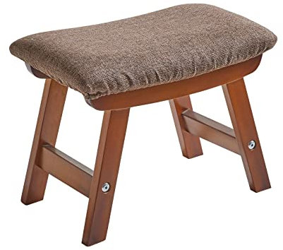 Aibiju Fußhocker, Hocker aus Holz, Stapelhocker aus Holz mit Antirutschmatte, gepolstertem Wechselschuhhocker Stapelhocker, für Küche, Wohnzimmer, (Braunes Bein + braune Kissen), YD-1359