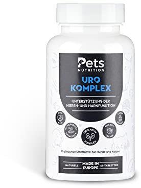 PETS NUTRITION - URO Komplex Futterergänzungsmittel zur Unterstützung der Nieren- & Harnfunktion bei Hunden & Katzen 60 Tabletten - Ergänzungsfuttermittel zur Vorbeugung von Niereninsuffizienz