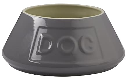 Mason Cash Grey Non Tip Dog Bowl 21 cm Ceramic Dog Feeding Bowl for Food & Water, Non Slip & Anti Spill Pet Bowl, Dishwasher & Freezer Safe