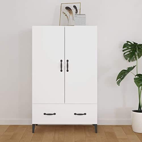 Natulvd Küchen-Buffetschrank mit Schublade, Industrie-Sideboard mit Doppeltüren, multifunktionaler Aufbewahrungsschrank, Kaffeetisch, Bartisch für Küche, Wohnzimmer, Eingangsbereich - Weiß