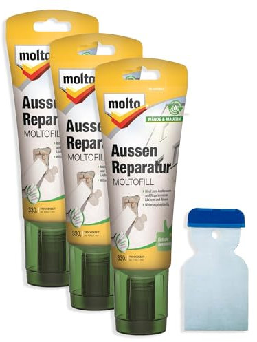 3x Molto Reparaturspachtel Moltofill Außen Weiß 330 g mit Metallspachtel