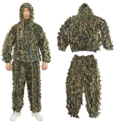 1 x 3D-Blatt-Camouflage-Jagdanzug, Wald-Ghillie-Anzug, Camouflage, Jagdbekleidung, Scharfschützen-Kostüm, Camouflage-Outfit