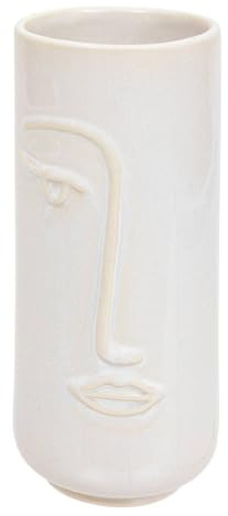 Atmosphera - Vase Visage Sculpté Soleya - Blanc - D 11 x H 25 cm - Céramique, Style Scandinave - pour Salon, Chambre, Bureau